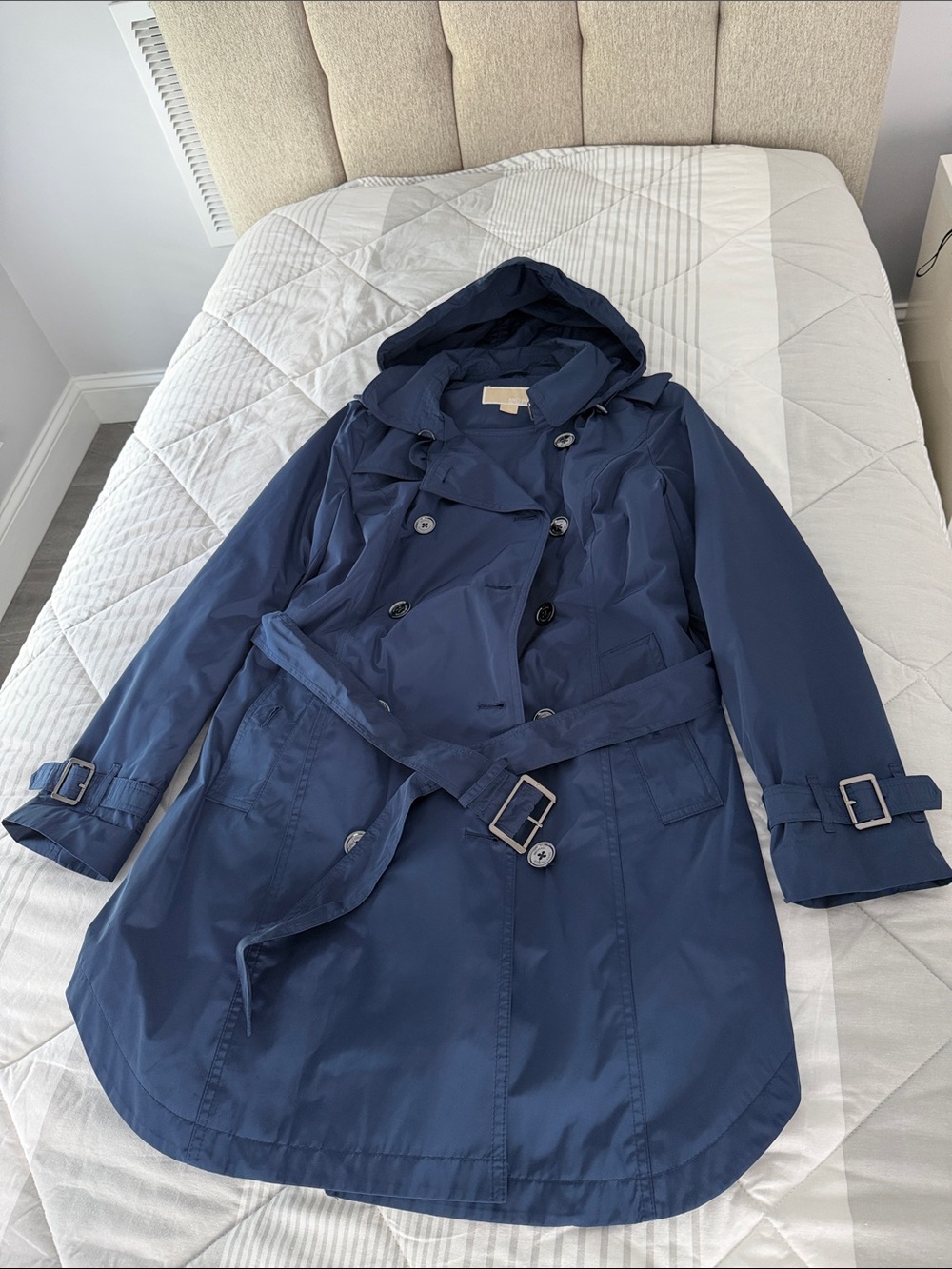 MICHAEL Michael Kors Navy Hooded Trench Coat